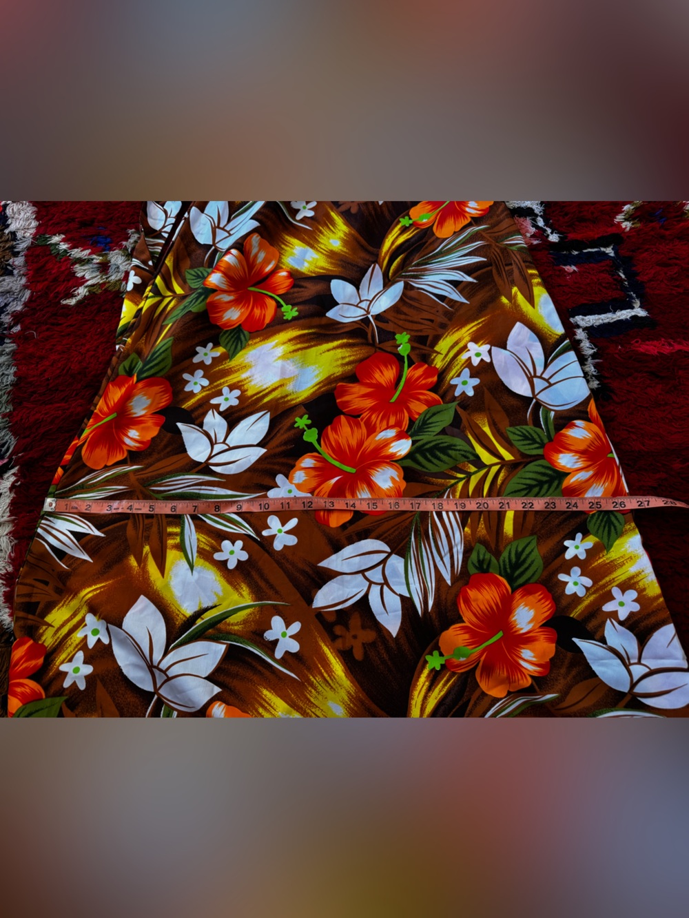 70s Vintage Hawaiian Brown Floral Halter Dress Sz M - Picture 6 of 8